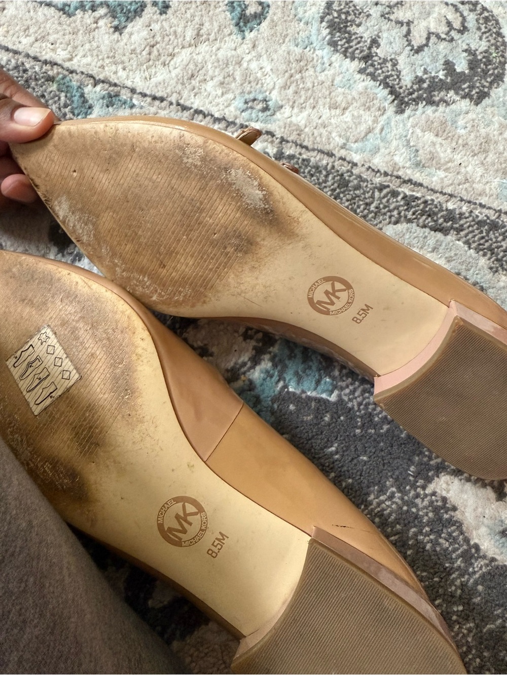 Michael Kors Nude Patent Pointed Mary Jane Flats with Double Straps - Picture 4 of 4